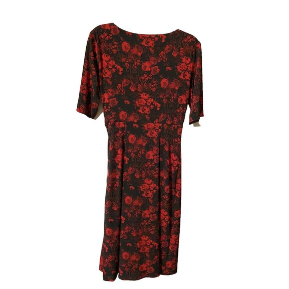 Connected Dress 6 Red Black Short Sleeve Stretch Sheath Washable Career Church - Picture 6 of 6